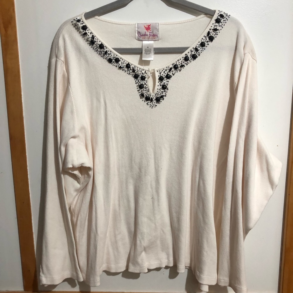 NWOT Quacker Factory long sleeve crystals shirt